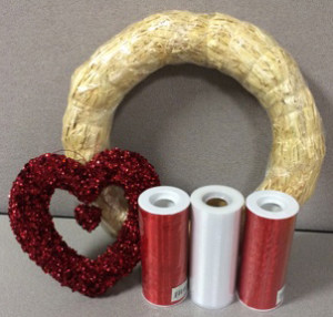 Supplies needed for DIY Tulle Valentine's Day Wreath