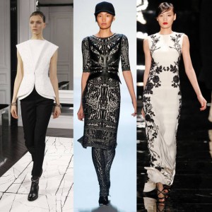 Designs by Balenciaga (left), Hervé Léger by Max Azria (center), Reem Acra (right)