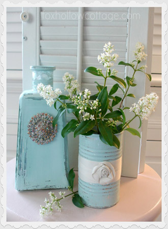 repurposed decor, recycled decor, painted vases, eco-friendly decor