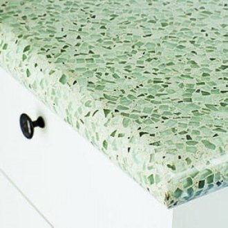 Eco-friendly kitchen, Eco-friendly counters, recycled glass, Eco design
