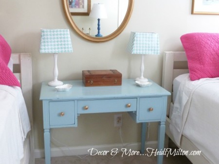 refurbished dresser, thrift store finds, white linens, bedroom refresh, re-positioned artwork