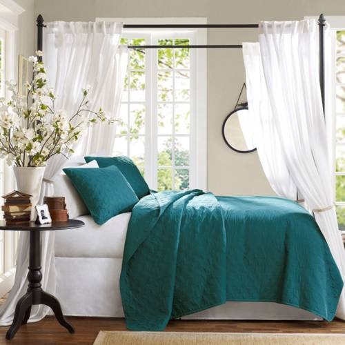 Bennett Place Coverlet Set by Hampton Hill, Teal Decor, Teal Design Ideas, Teal Bedding, Teal and White decor 