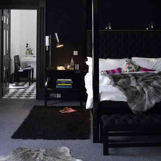 Black color showcase, design on the dark side, black accents, black on black decor, decorate with black