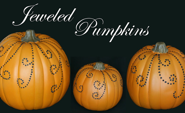 Glorious Treats, jeweled pumpkins, pumpkin carving ideas, pumpkin carving alternative, stylish pumpkin fall decor