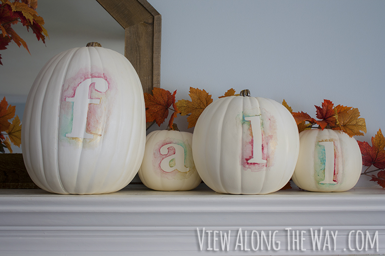 View Along the Way, watercolor, pumpkin decorating, pumpkin carving alternative, stylish pumpkin fall decor