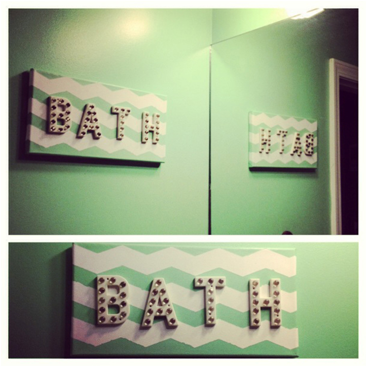 FrogTape, DIY Wall Art, Bathroom makeover, how-to, tutorial, chevron, bathroom art