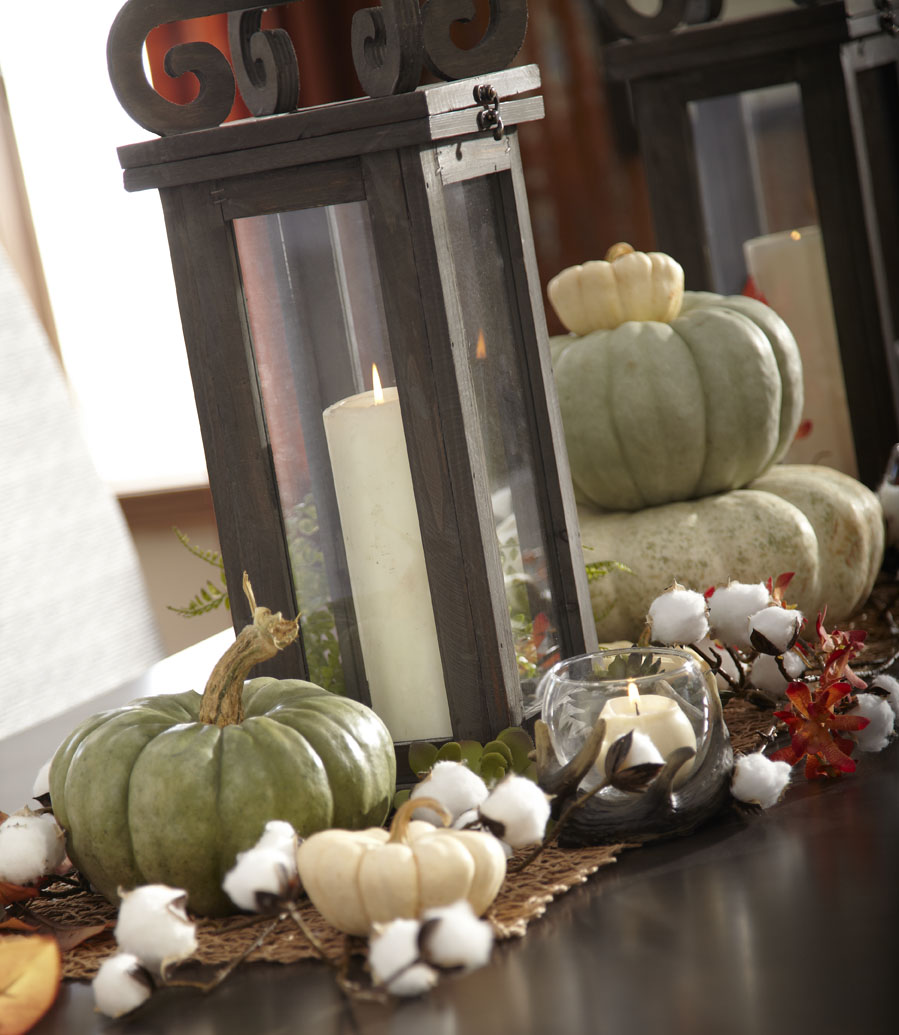 Harvest Romance Hurricane Lantern and Fall Table Decor