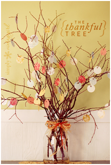 give thanks, special touches, thanksgiving decor, thankful tree