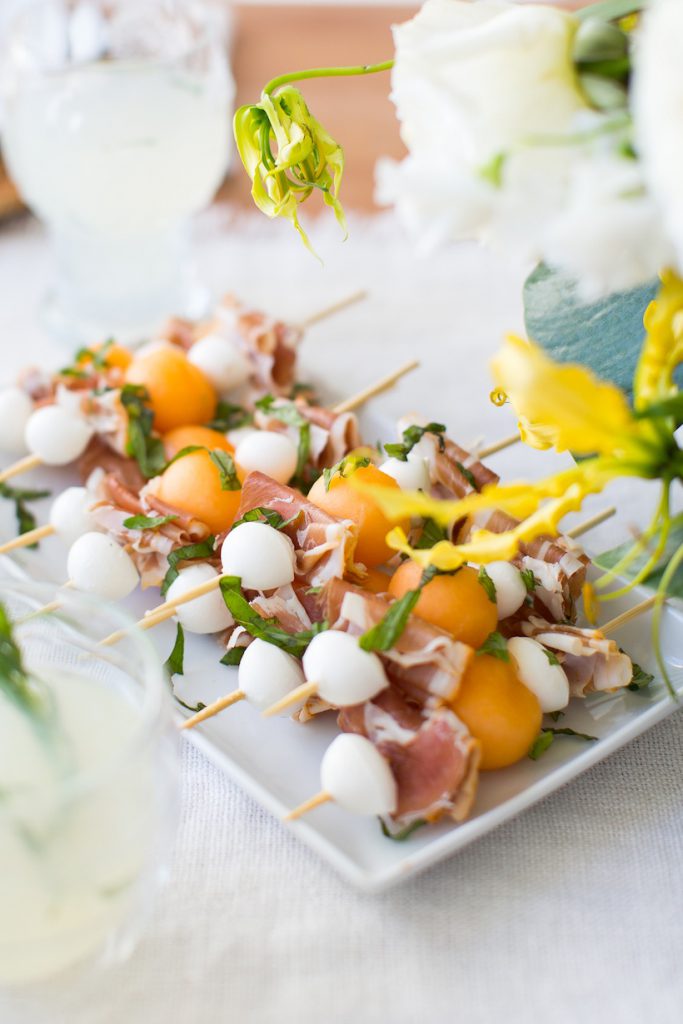 Easter Brunch Recipe Ideas- Mohawk Homescapes- Prosciutto and Melon Skewers