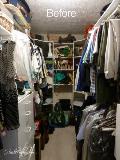 closet before - 3 tips to organize - organize closet - Mohawk Homescapes - Heidi Milton - how-to