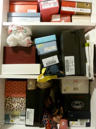 closet shoes before - 3 tips to organize - organize closet - Mohawk Homescapes - Heidi Milton - how-to