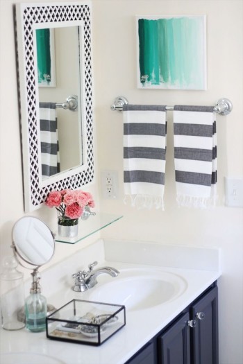 Navy - White - Bathroom - Vanity - Home - Decor - Modern - Mirrors - TwoDelighted.com - Mohawk Homescapes