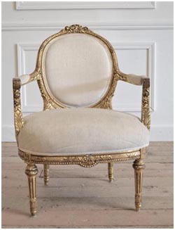 Antique Gilded French Roses Chair