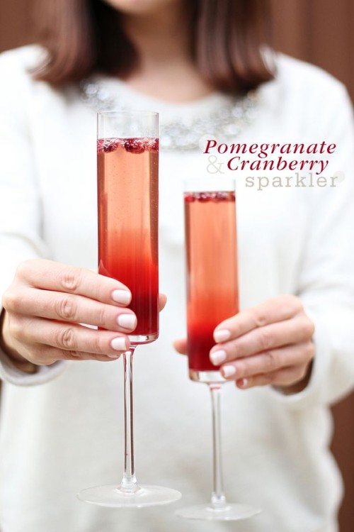 Mohawk Homescapes- New Year's Champagne cocktails - Pomegranate Cranberry Champagne Sparkler - freutcake.com