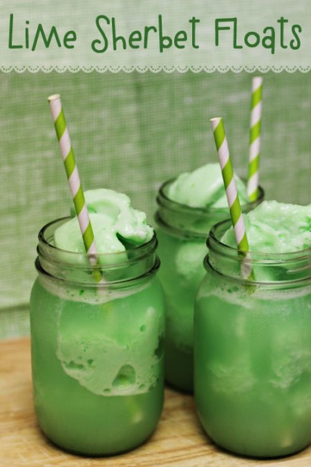 lime sherbert floats - homecookingmemories.com - Treats & Sweets to Celebrate St. Paddy’s - Mohawk Homescapes