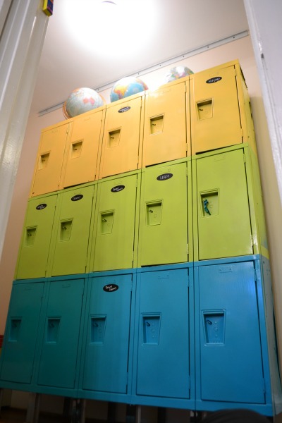 Lockers as toy storage with everyone's favorite colors - designing for both sexes - Mohawk Homescapes