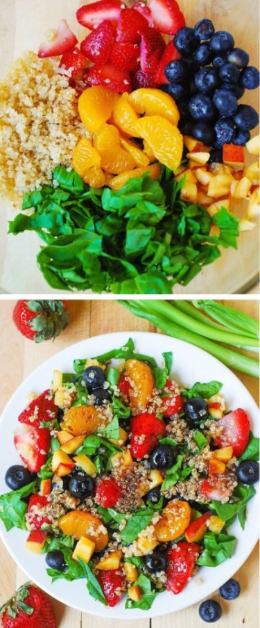 juliasalbum.com - savory fruit dishes - Mohawk Homescapes - Quinoa spinach salad - berries