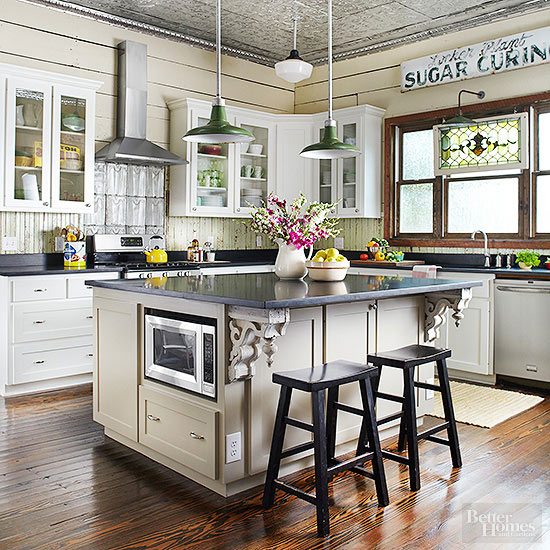 khaki island in vintage kitchen - color showcase khaki - Mohawk Homescapes