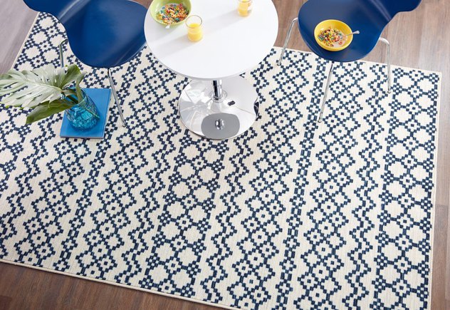 Aztec bands, area rug, Mohawk Home, blue rug
