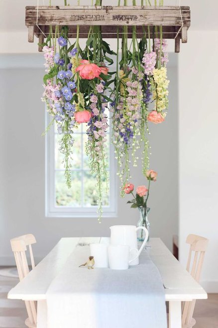 Floral Chandelier in Farmhouse