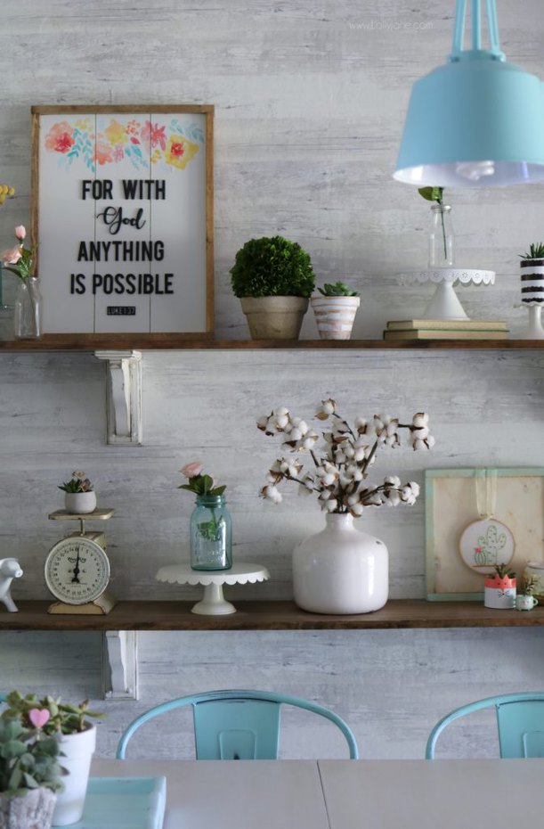 Farmhouse Dining Room Shelves from LollyJane