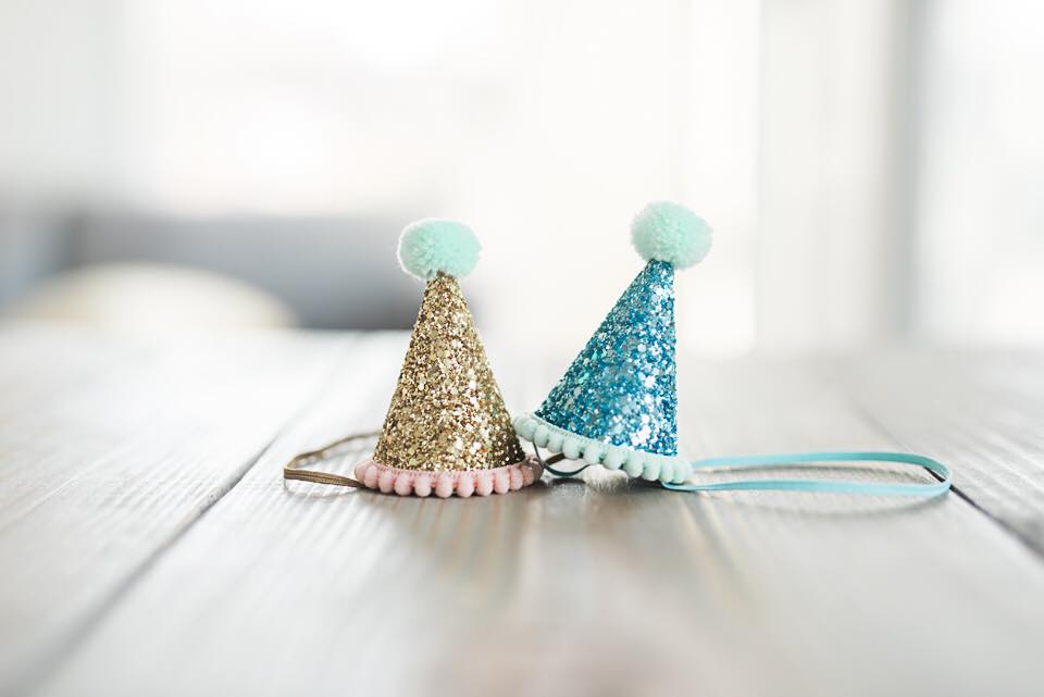 Glittery birthday hat photo props for newborn baby