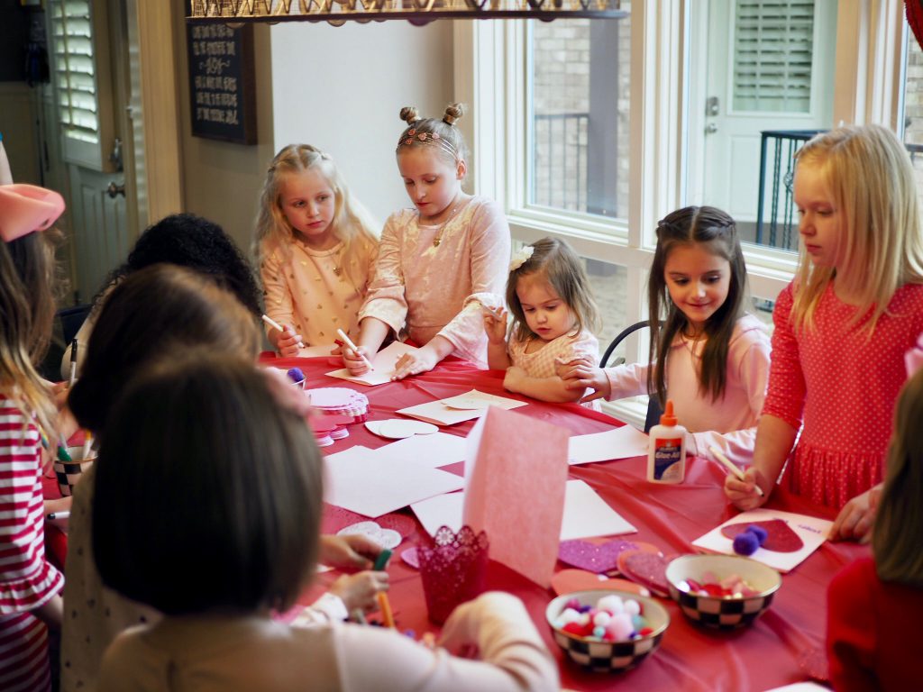 Crafting at Mother-Daughter Valentine Tea Party
