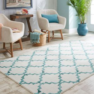 Mohawk Home Surf Fret area rug in Aqua