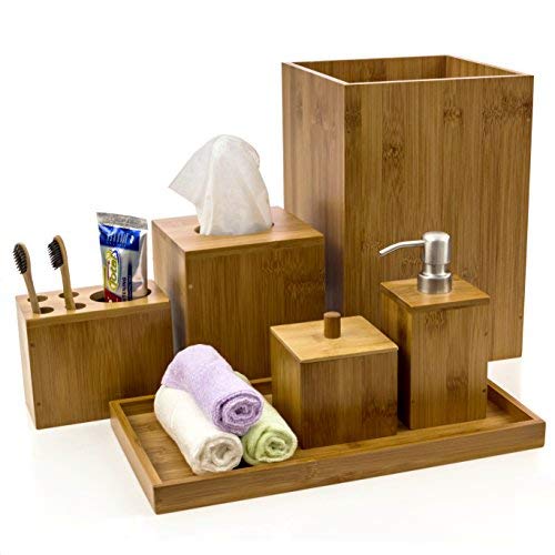 bamboo bathroom accessory set from Amazon