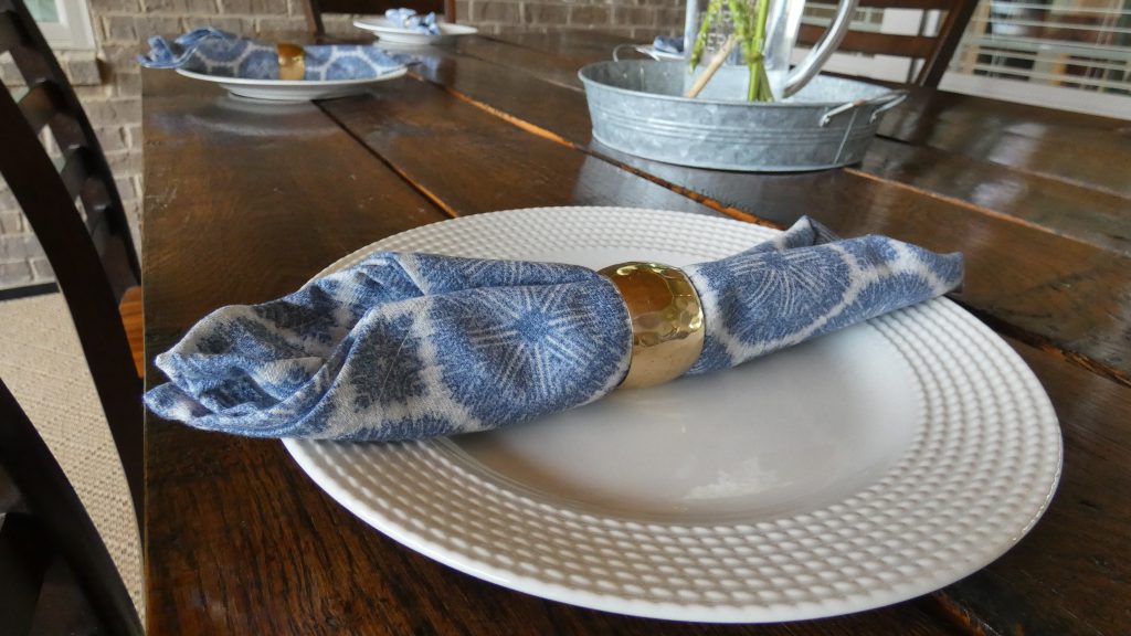 Blue and White place setting for July 4th dining 