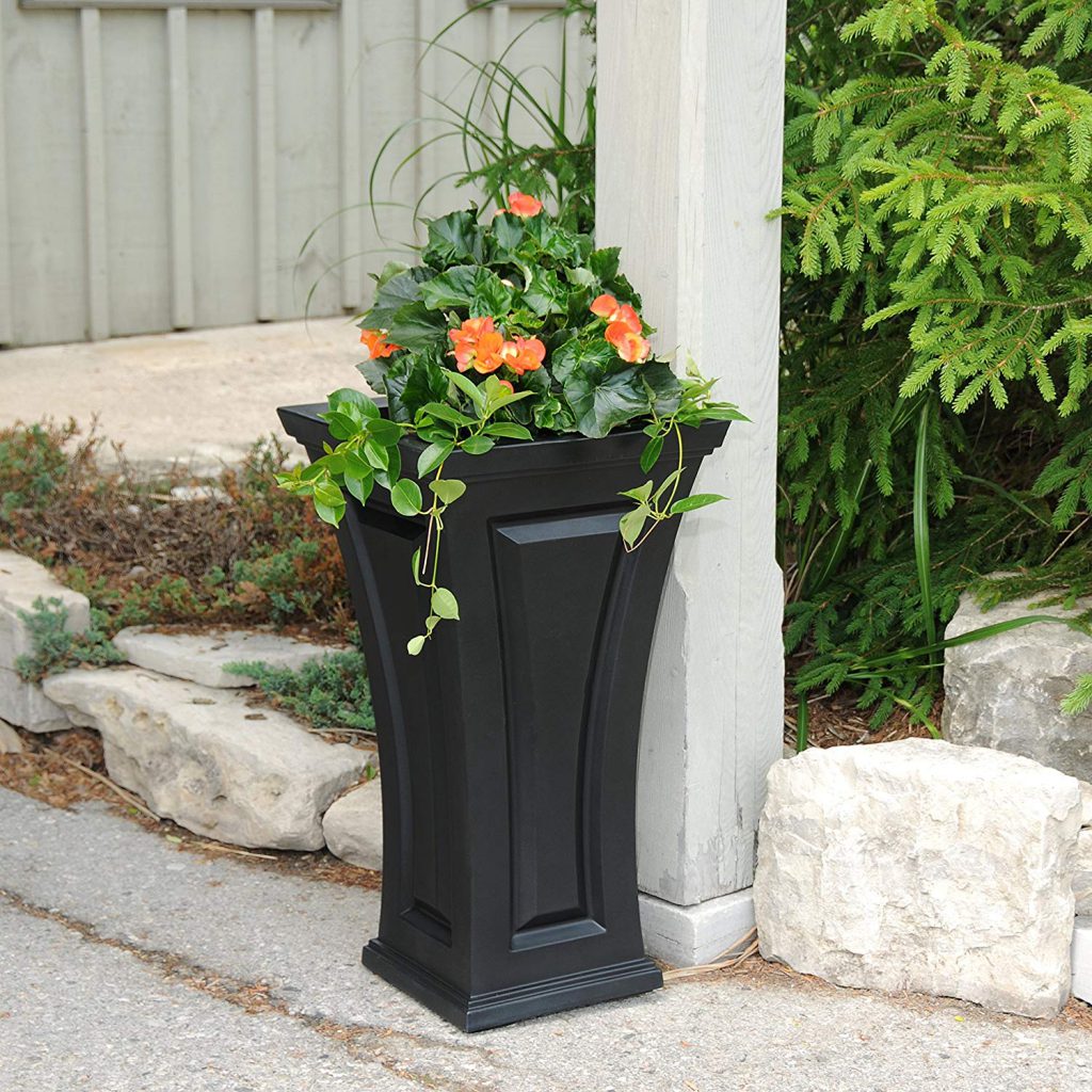 Tall black planter from Bed, Bath and Beyond