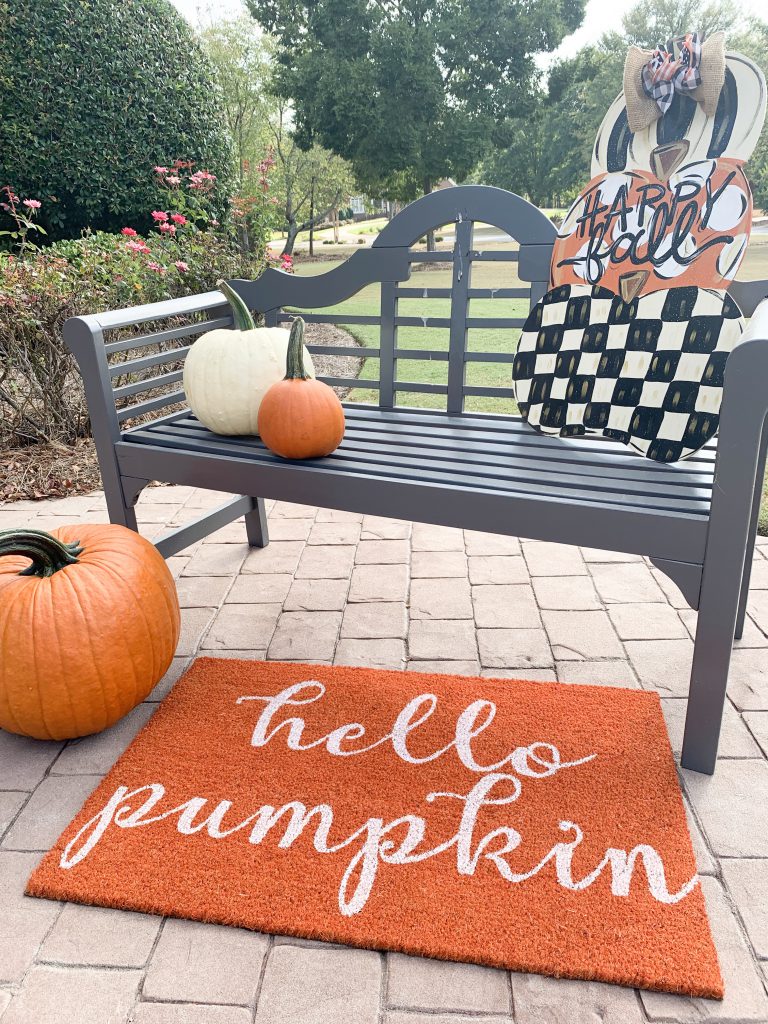Hello Pumpkin orange and white mat from Mohawk Home on sale at Sams.com